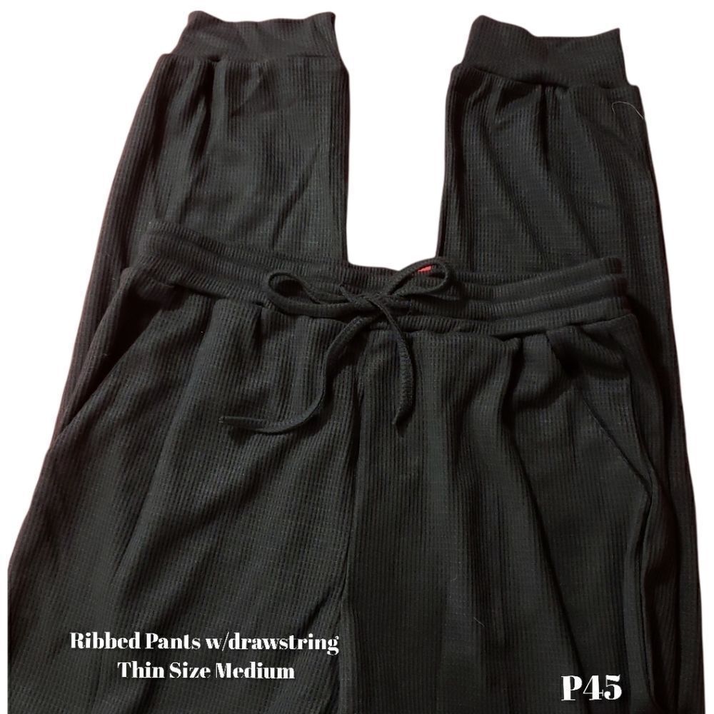 Ribbed Pants, Black, Size Medium